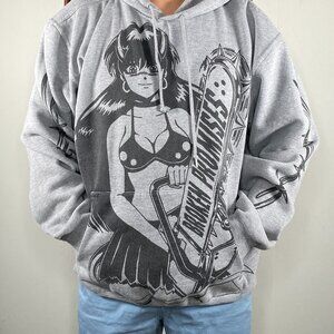 Broken Promises Chainsaw Babe Grey Hoodie Top Men's XL Gray Graphic Casual